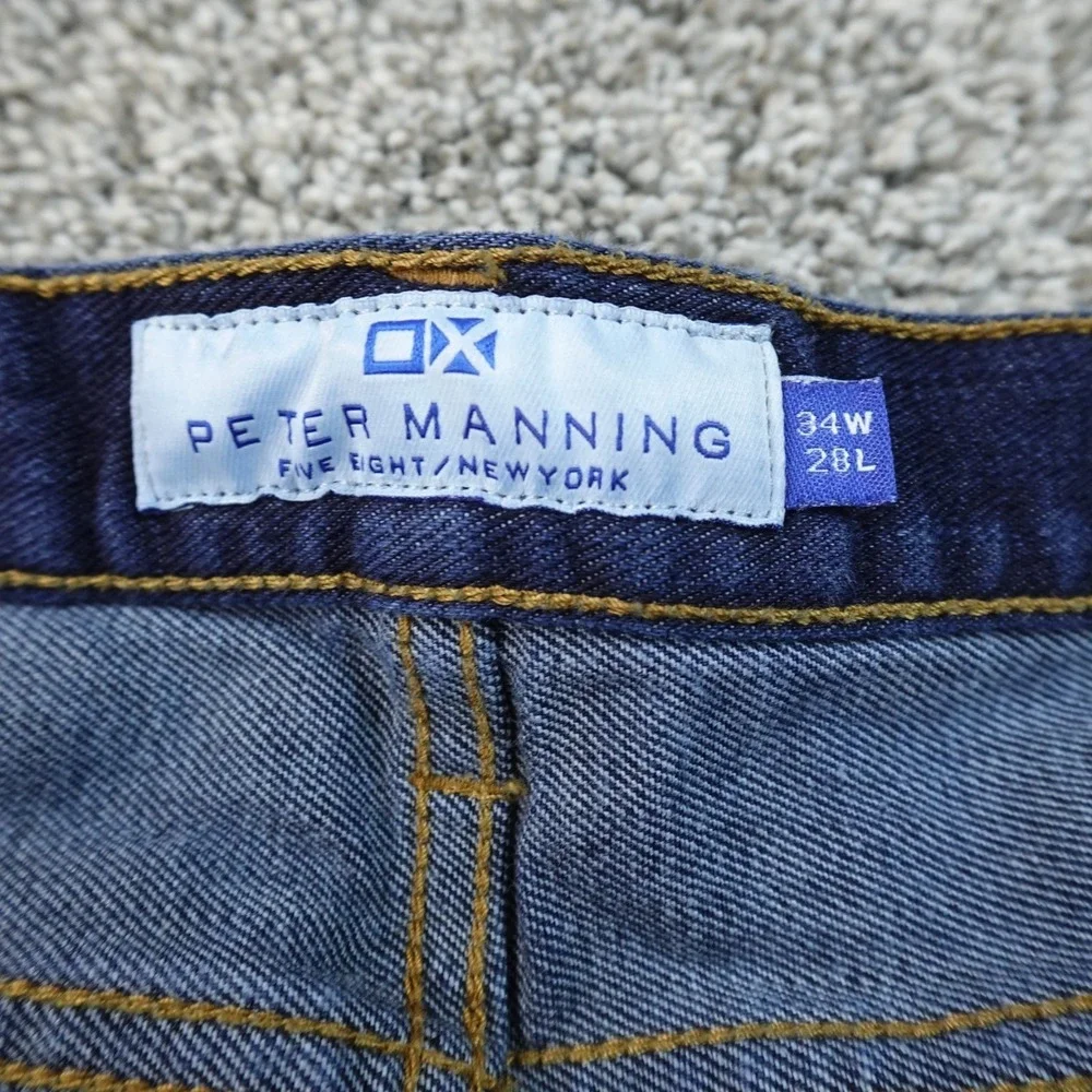 Peter Manning Jeans Mens 34X28 Dark Blue Denim Pants Classic Fit Preppy Straight